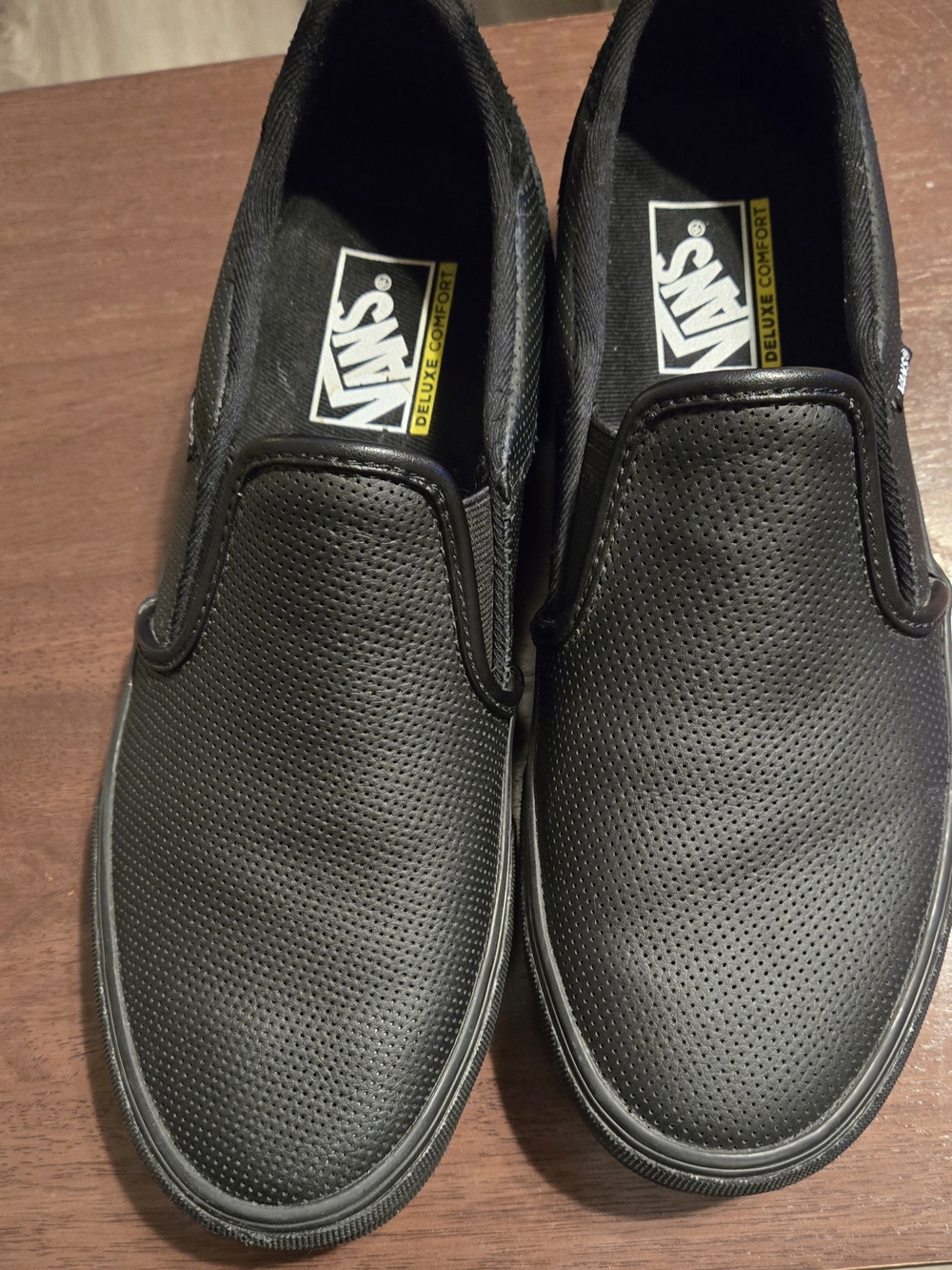 Vans Women's Sz 11 Slip-On Perforated Leather Sneakers - Black